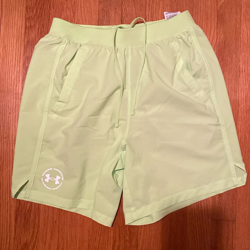 Green under armour running shorts